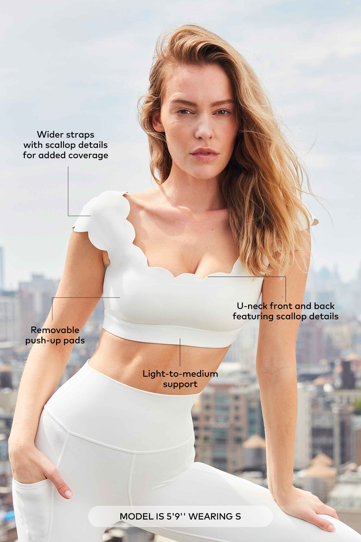 Model wears WISKII Chic Bra Top |Ivory|WISKII Active