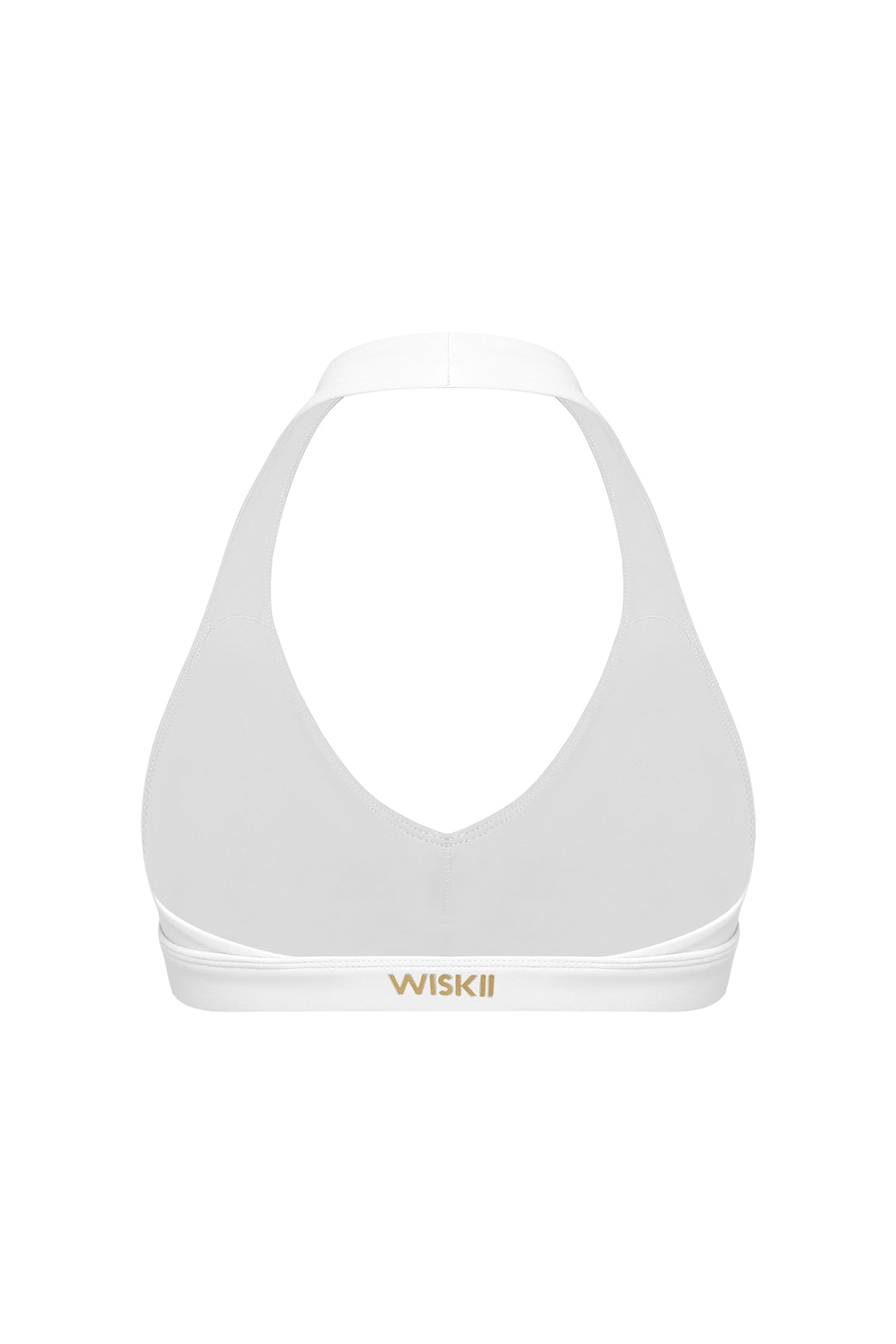 WISKII V-Cut Halter Sports Bra in sakura zen with supportive design and sleek V-cut neckline, ideal for active wear.