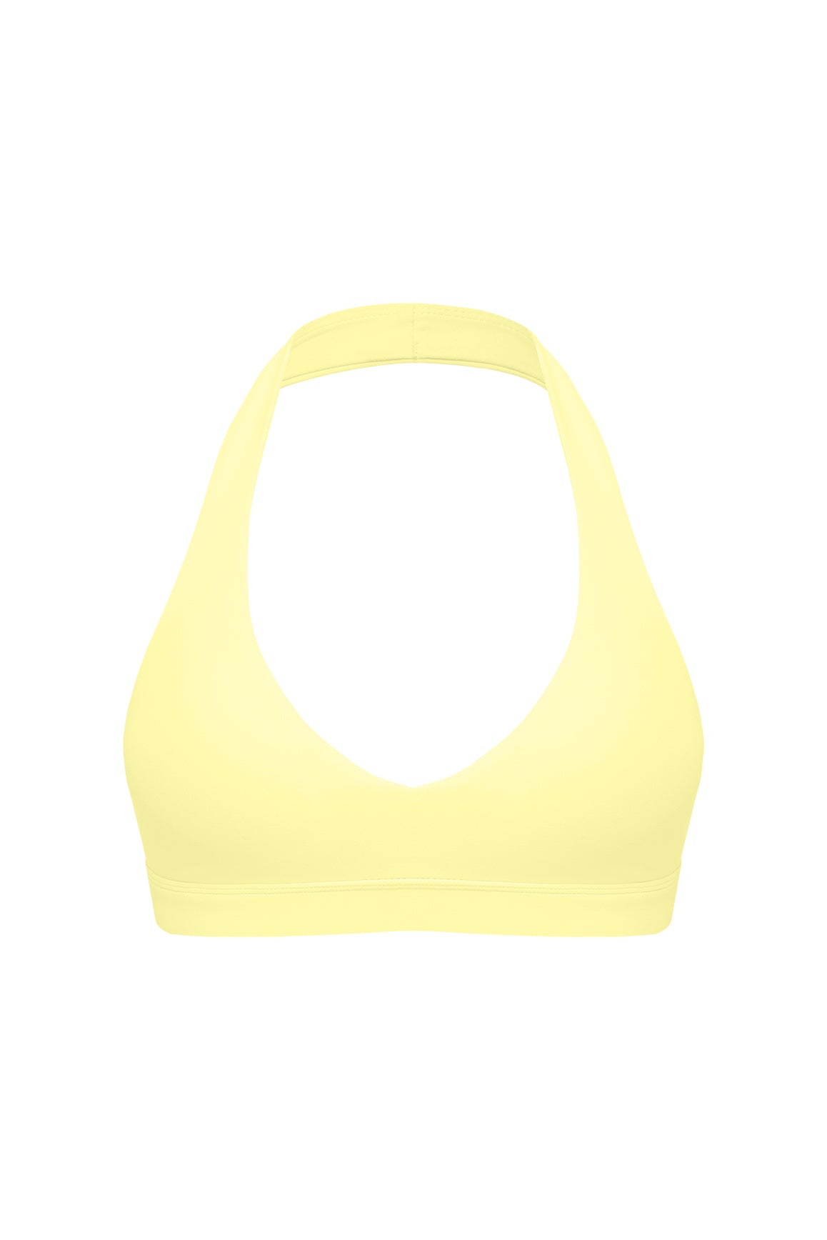 WISKII V-Cut Halter Sports Bra in sakura zen color, featuring a supportive design with a stylish V-shaped neckline.