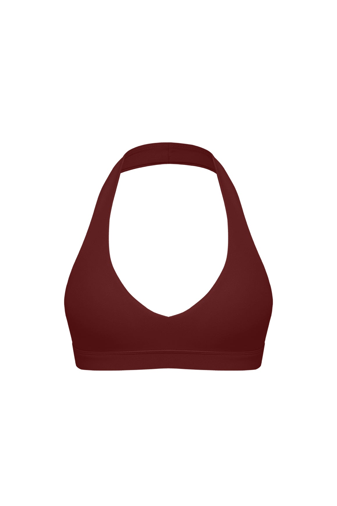 WISKII V-Cut Halter Sports Bra in sakura zen with supportive design and breathable fabric, ideal for active wear.