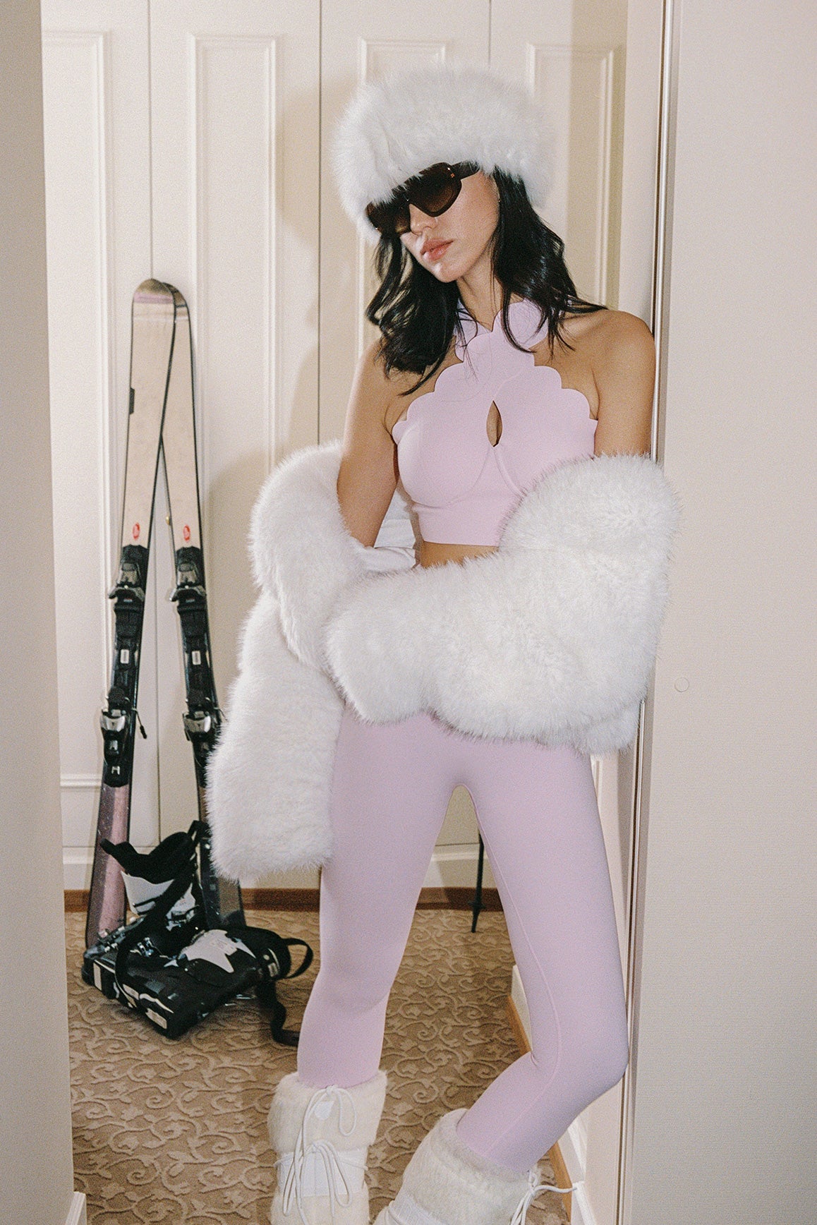 WISKII Crisscross Sports Bra in Sakura Zen color, featuring stylish cross-back straps and supportive design for active wear.