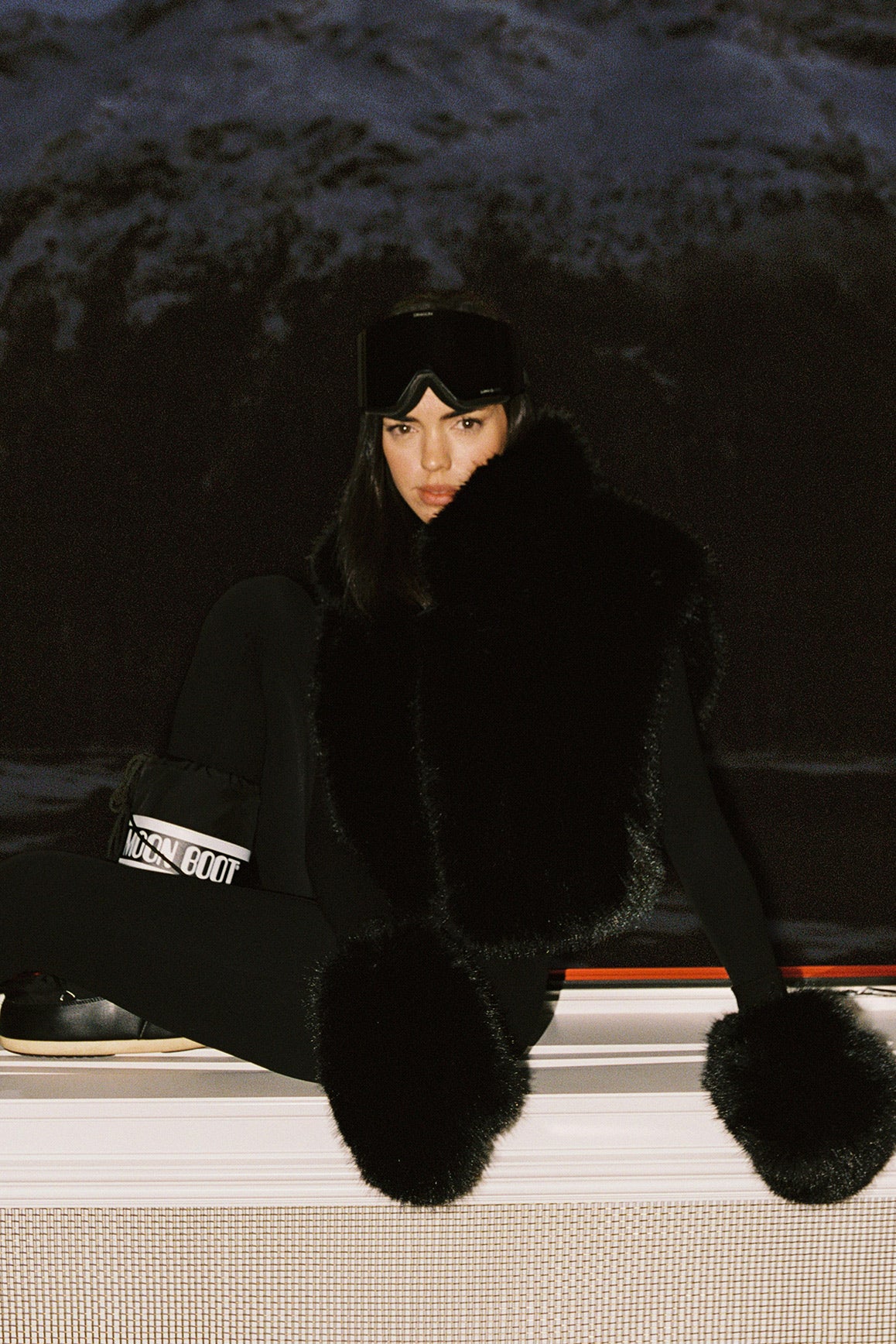 Black Alpine Cloud Faux Fur Vest by WISKII, featuring soft, plush faux fur and a sleek vest silhouette.
