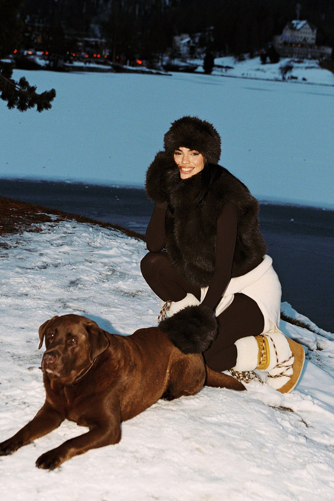 Alpine Cloud Faux Fur Vest | Black Truffle | WISKII Active