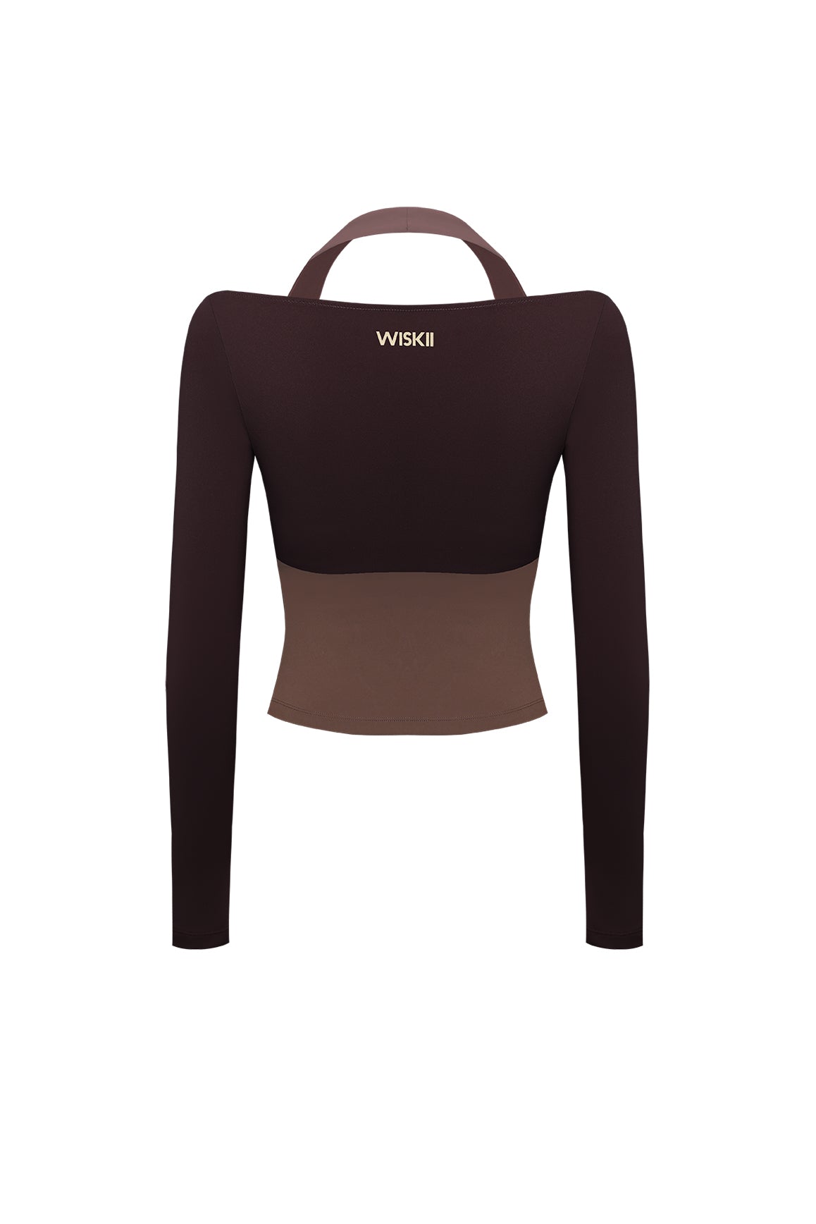 WISKII colorblock one-piece long sleeve top with stylish design, featuring contrasting colors and fitted long sleeves.