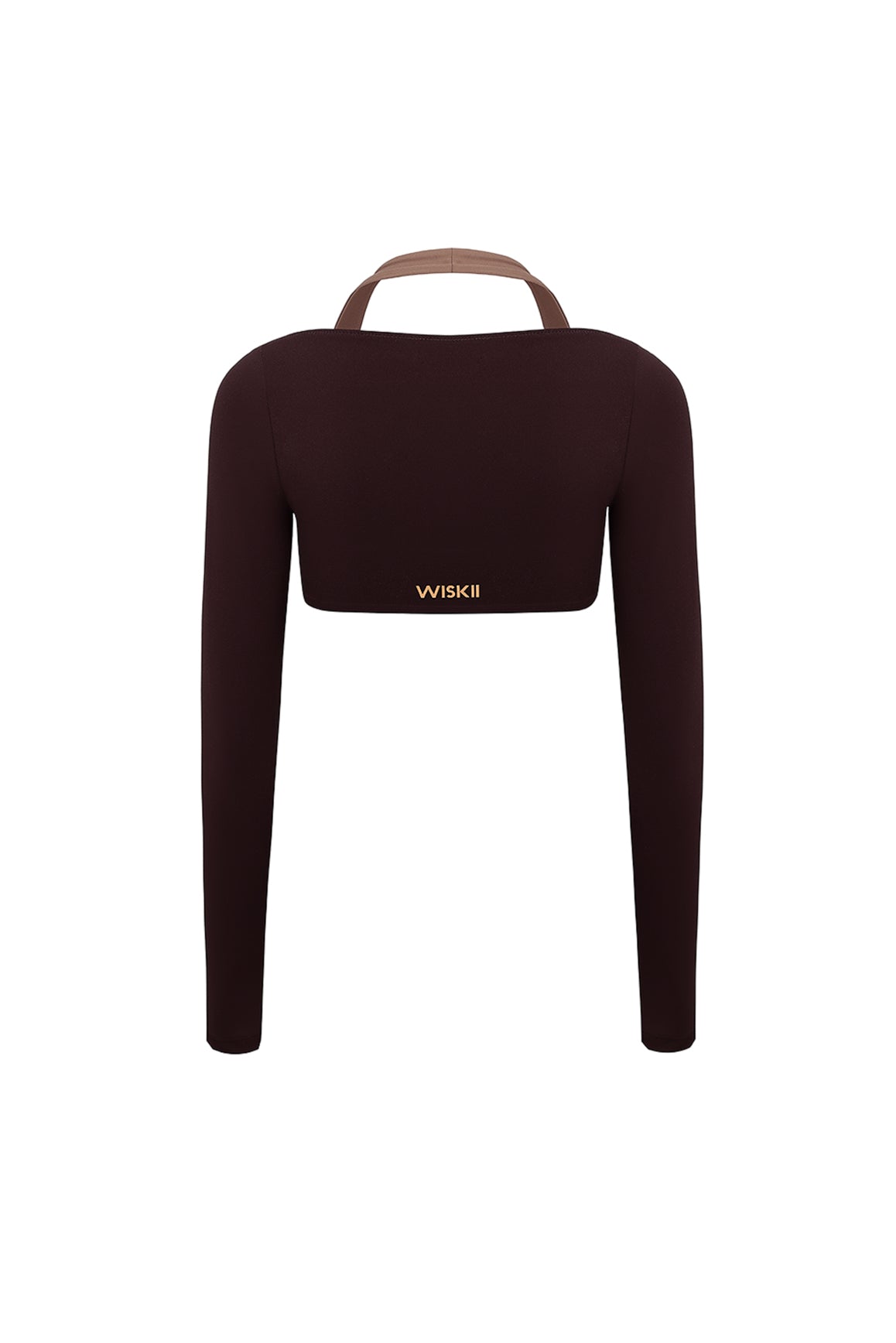 Colorblock WISKII long sleeve crop top, stylish one-piece with vibrant color blocking and fitted design, perfect for casual wear.
