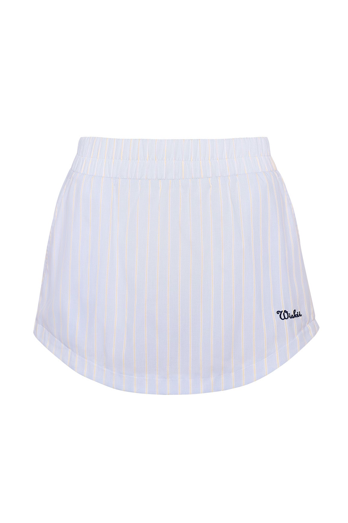 WISKII Stripe A-line skirt in a stylish pattern, featuring a high waist and flowing silhouette, on a white background.