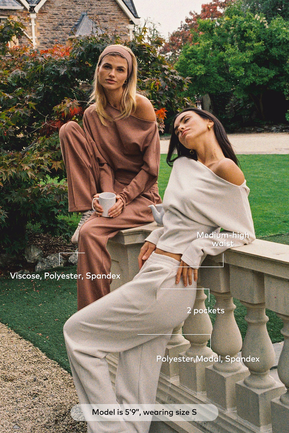 WISKII Ease Wide Leg Pants in neutral fabric, relaxed fit with wide legs, casual style, shown in image 650_2.jpg.