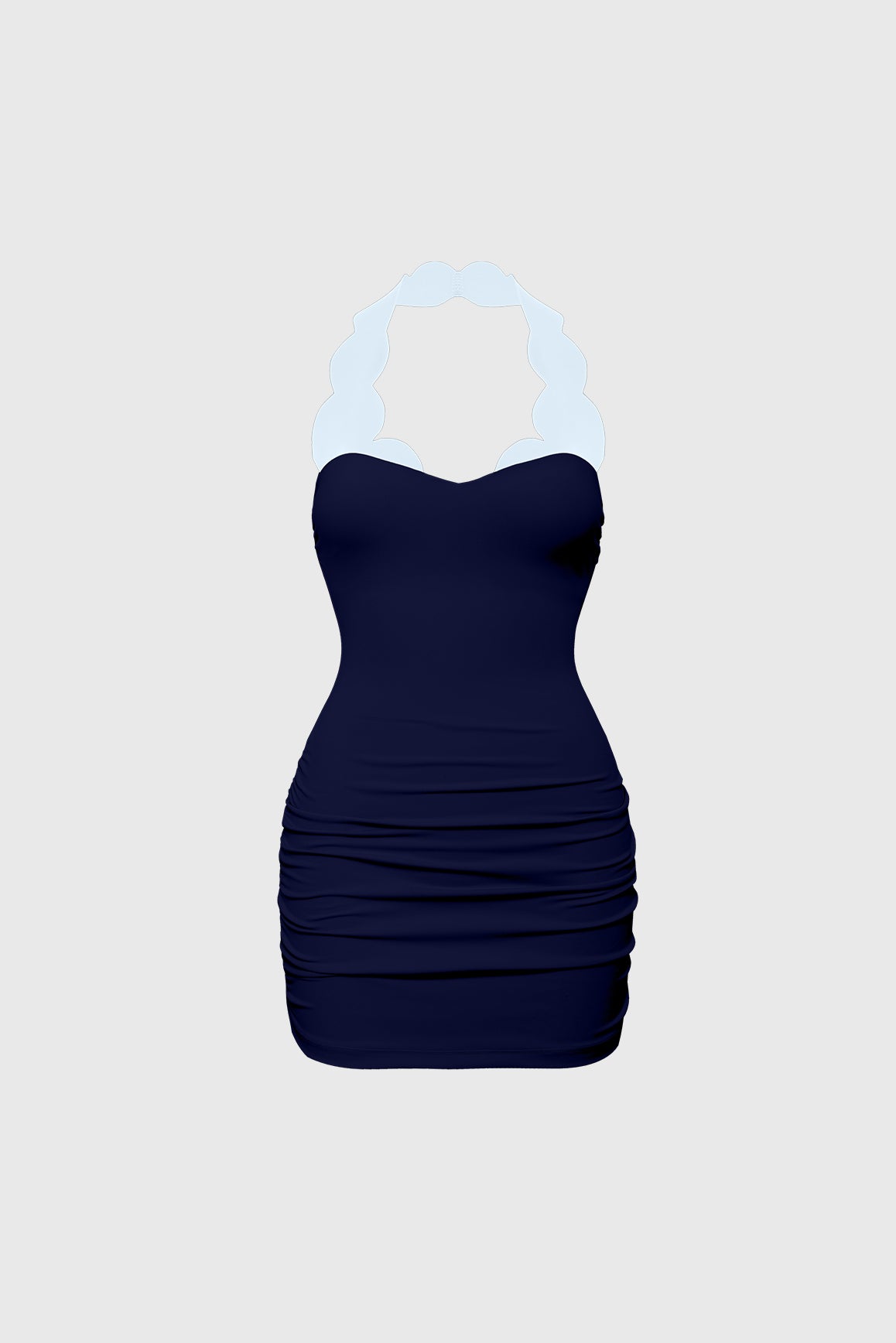 Riviera Scallop Contrast Halter Dress