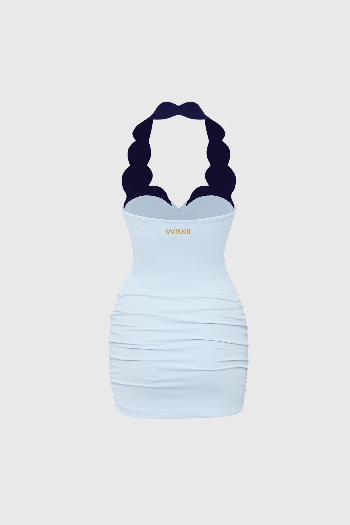 Riviera Scallop Contrast Halter Dress