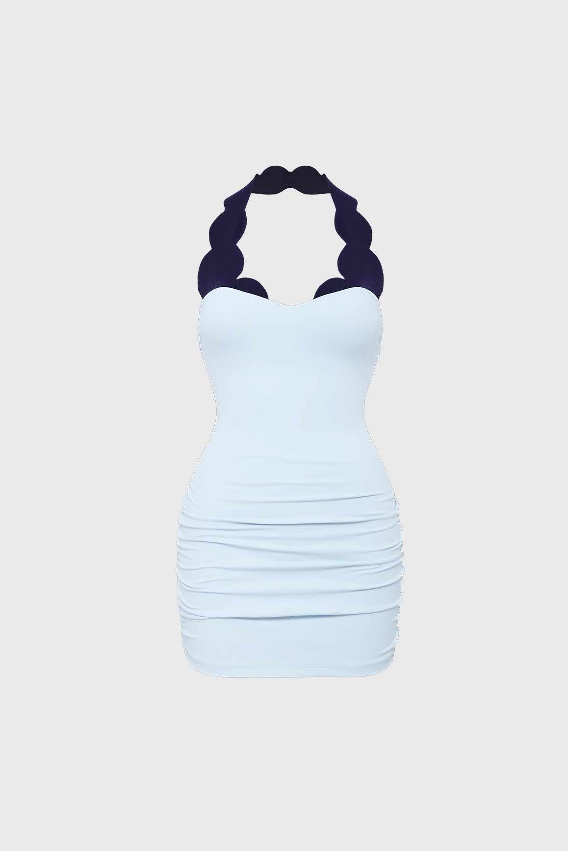 Riviera Scallop Contrast Halter Dress