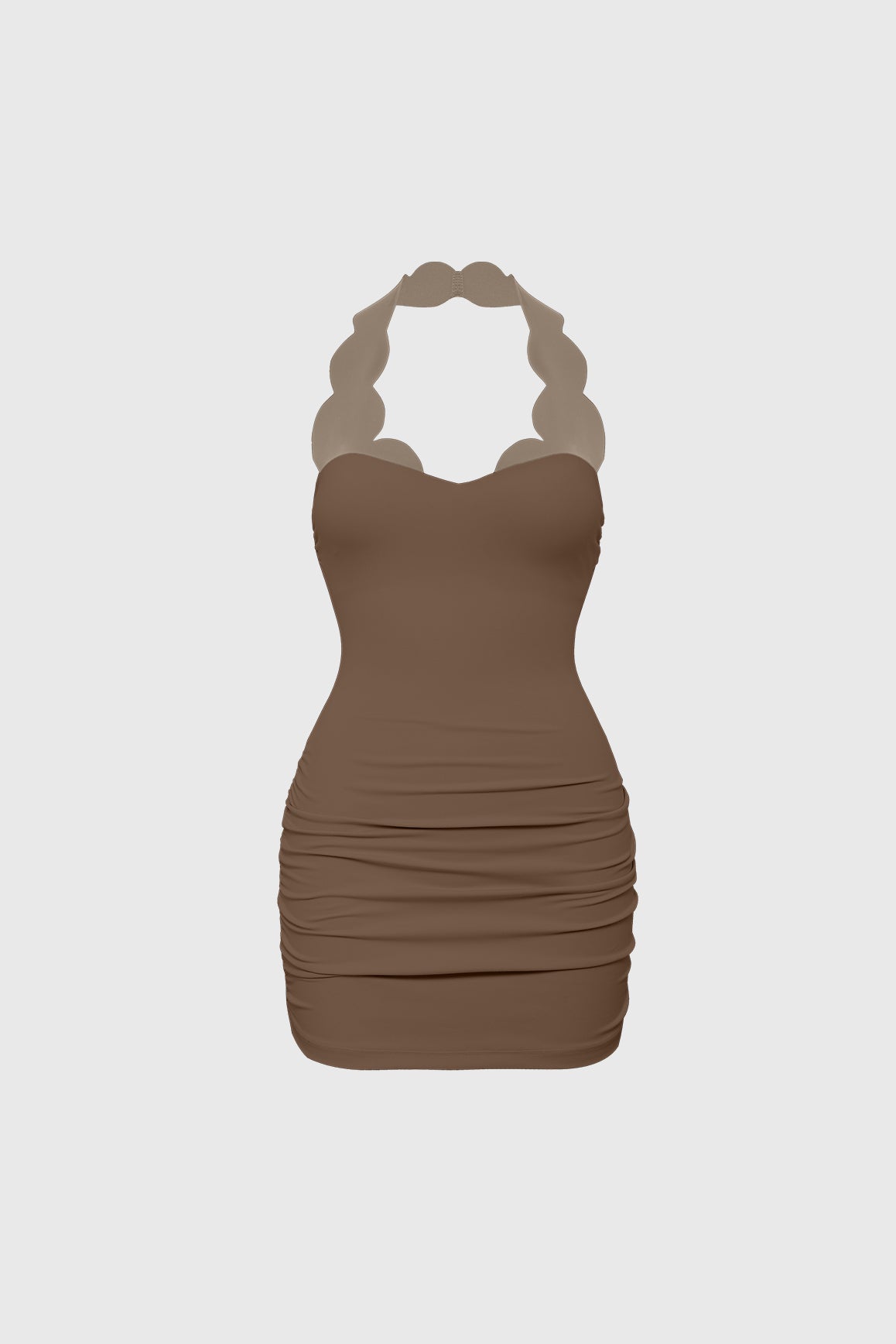 Riviera Scallop Contrast Halter Dress