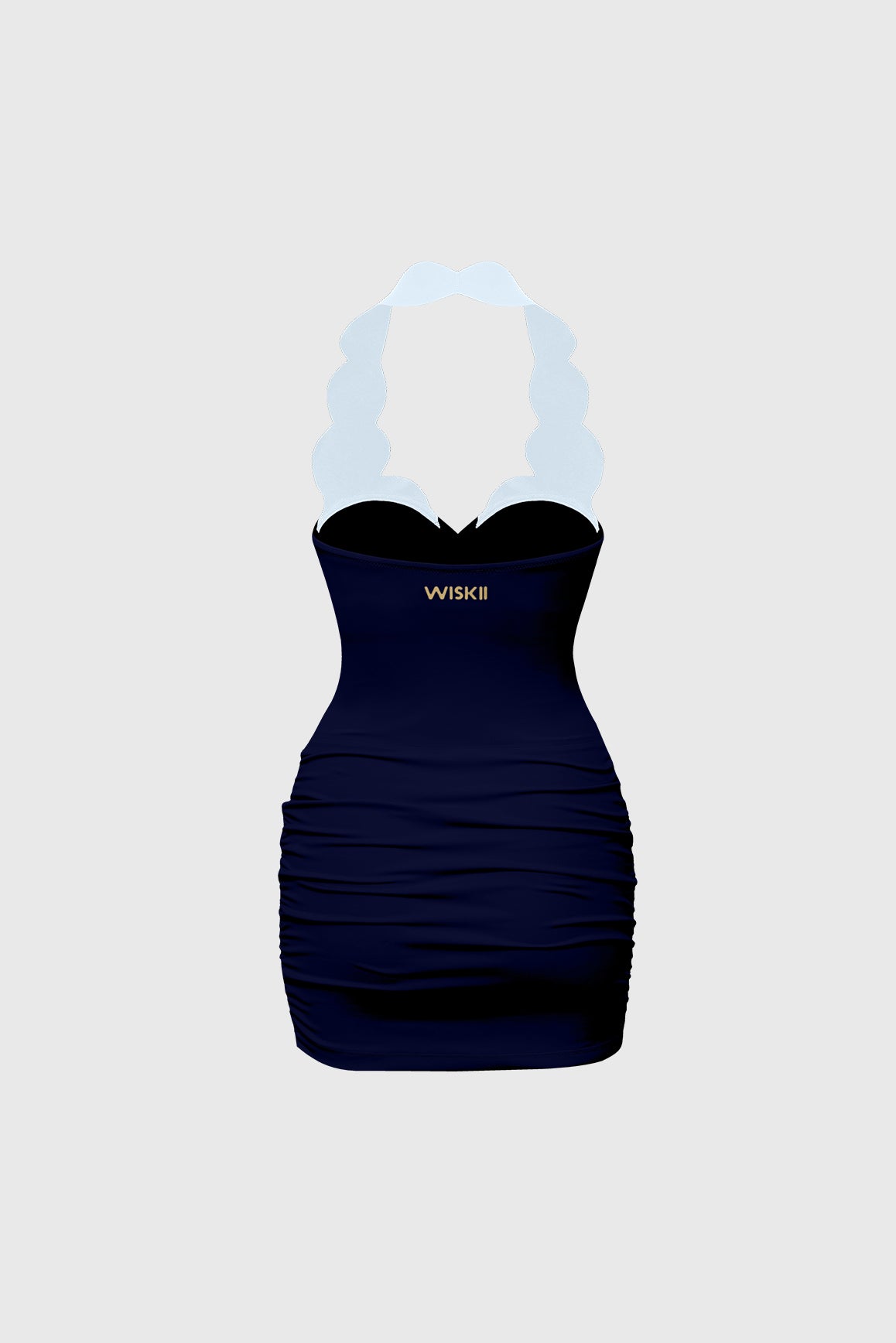 Riviera Scallop Contrast Halter Dress