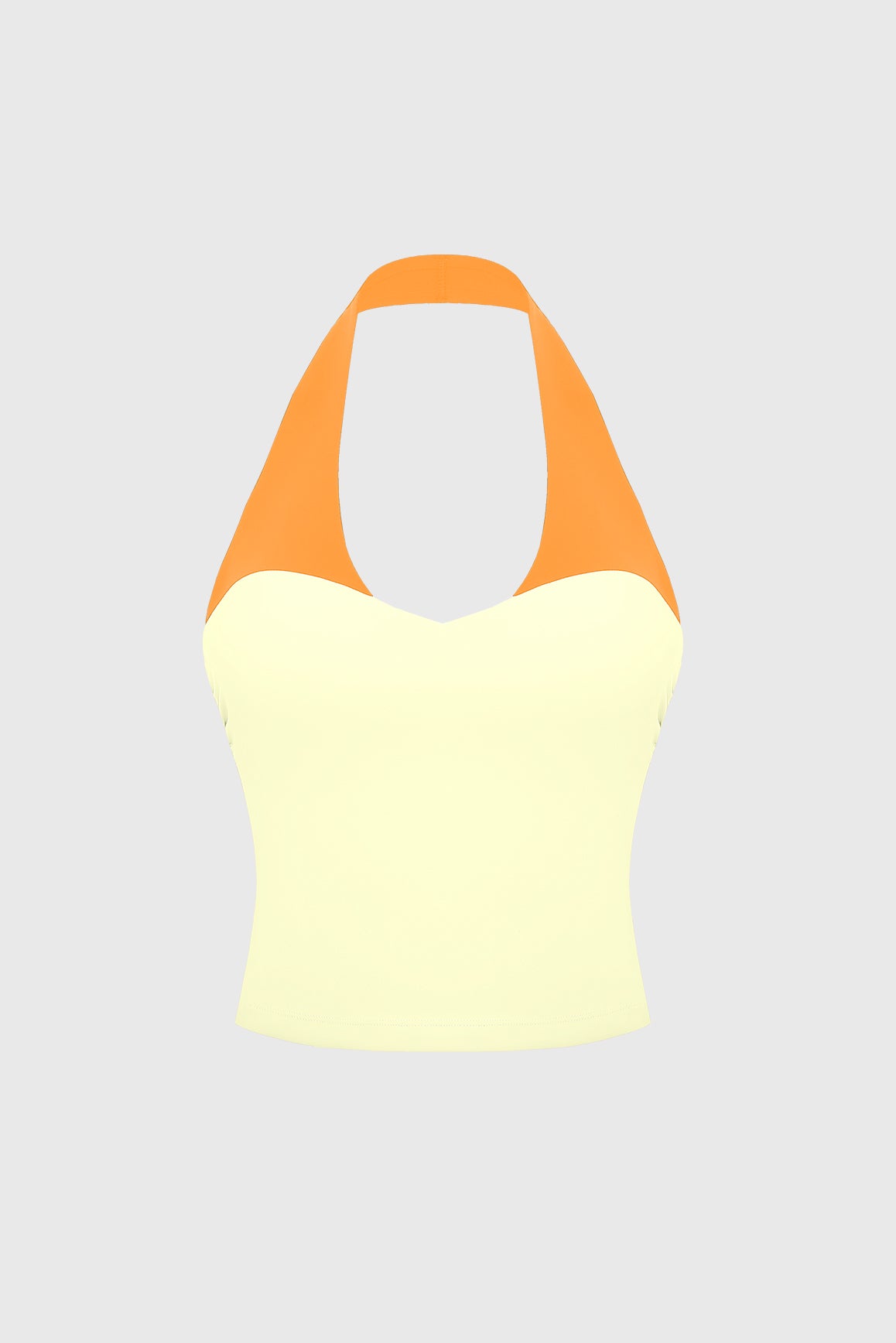 WISKII Riviera Contrast Halter Tank Bra showing black and white color blocks with halter straps and seamless design.