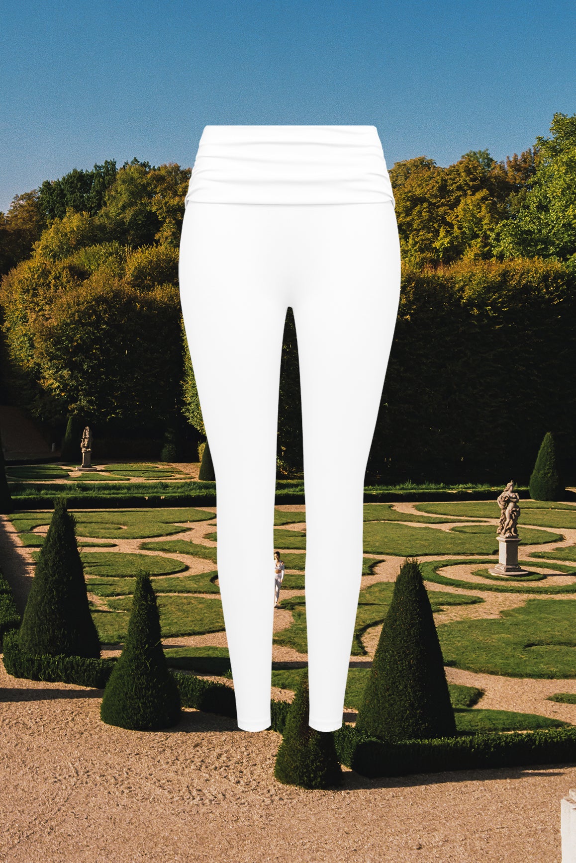 Draped Fold-Over Low-Rise Scrunch Leggings