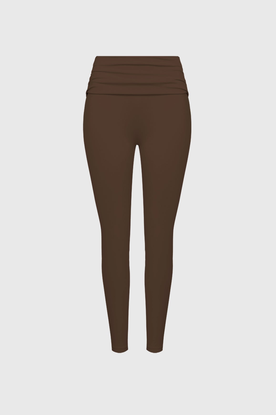 Draped Fold-Over Low-Rise Scrunch Leggings