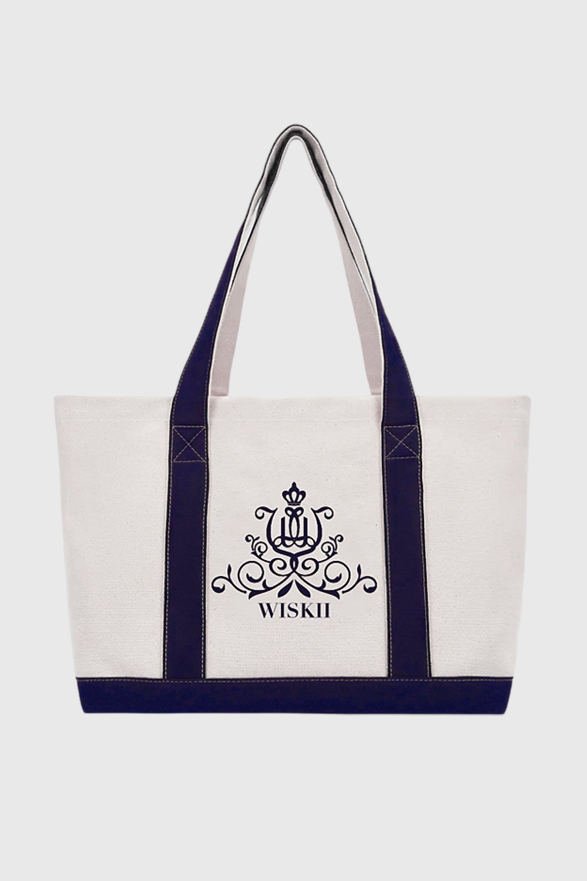 WISKII Clubhouse Canvas Tote Bag in midnight color, stylish accessories with durable fabric and spacious design.