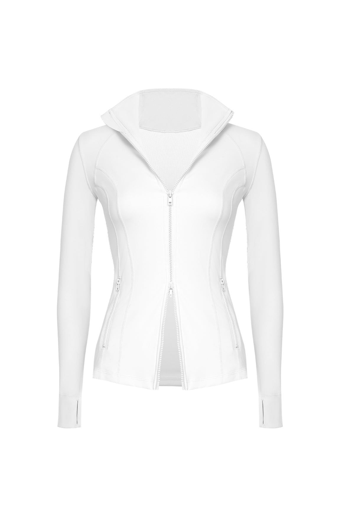 Double Zip Slim Fit Active Jacket | WISKII ACTIVE | Color Ivory