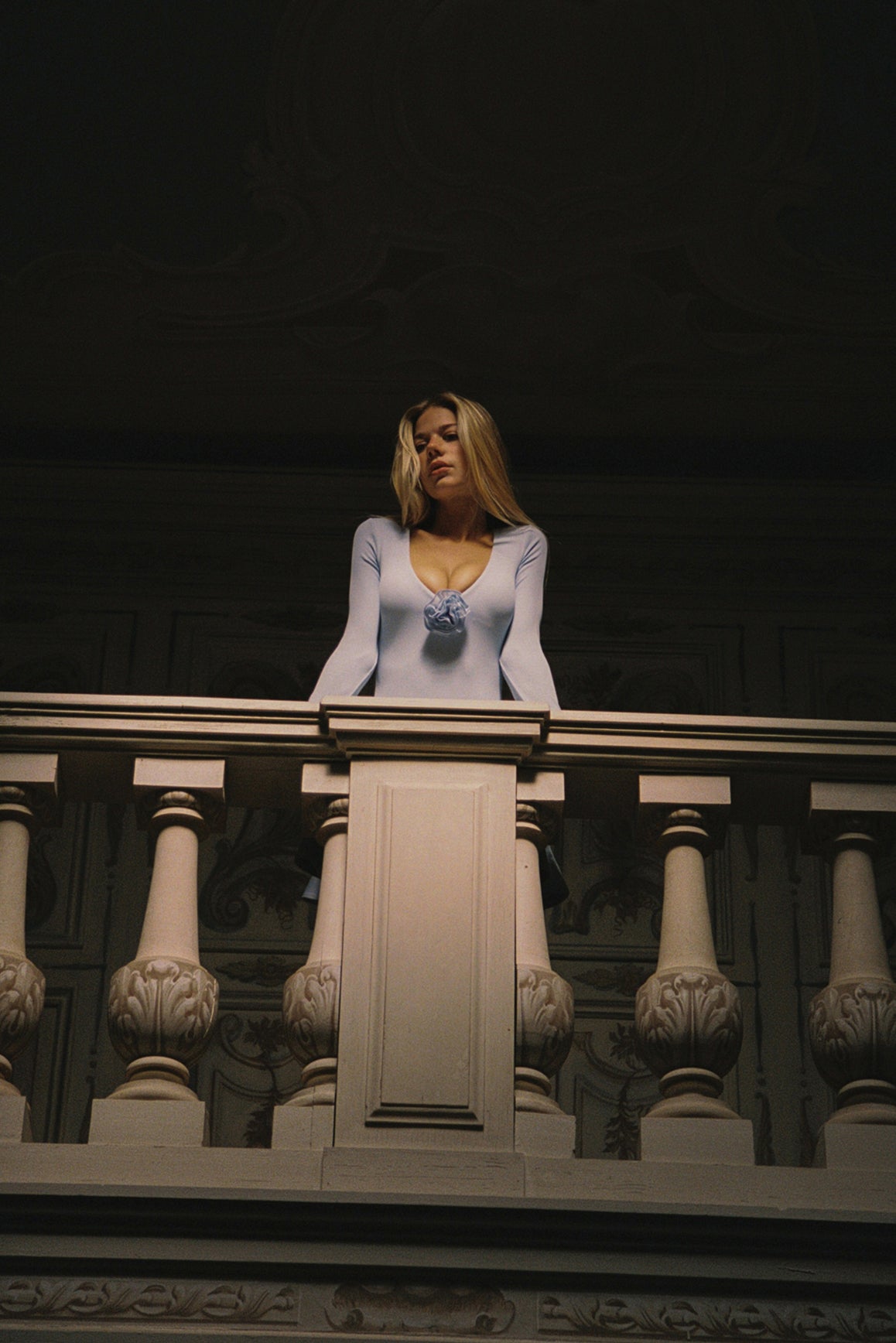 WISKII Floral V-Neck Ruffled Dress | Blue mini dress