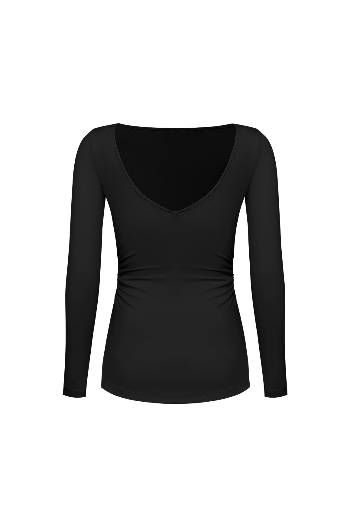 Model wears Long Sleeve V-Back Top | WISKII Active | Black