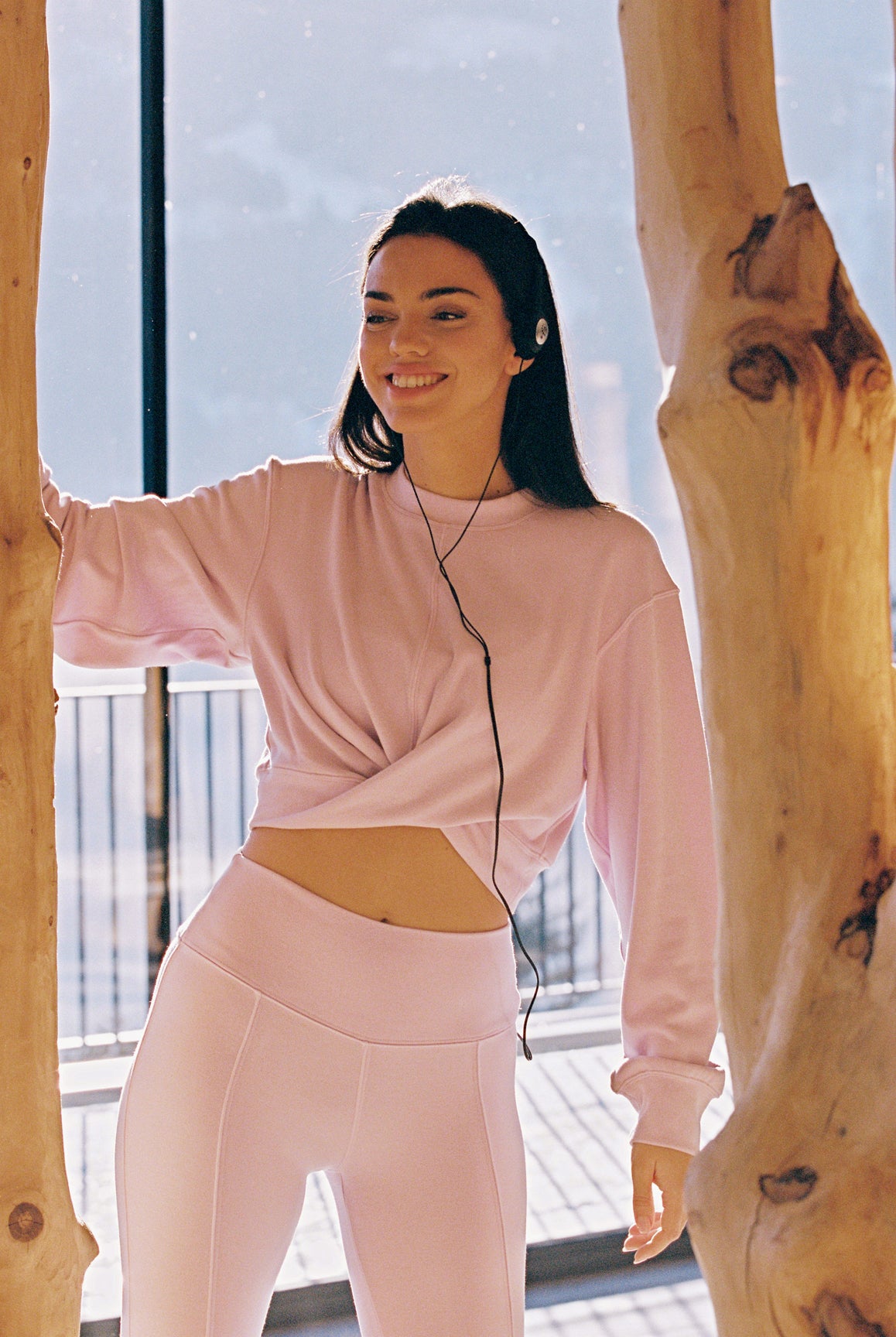 Model wears Twist Long Sleeve Top - WISKII Active | Ballet Blush