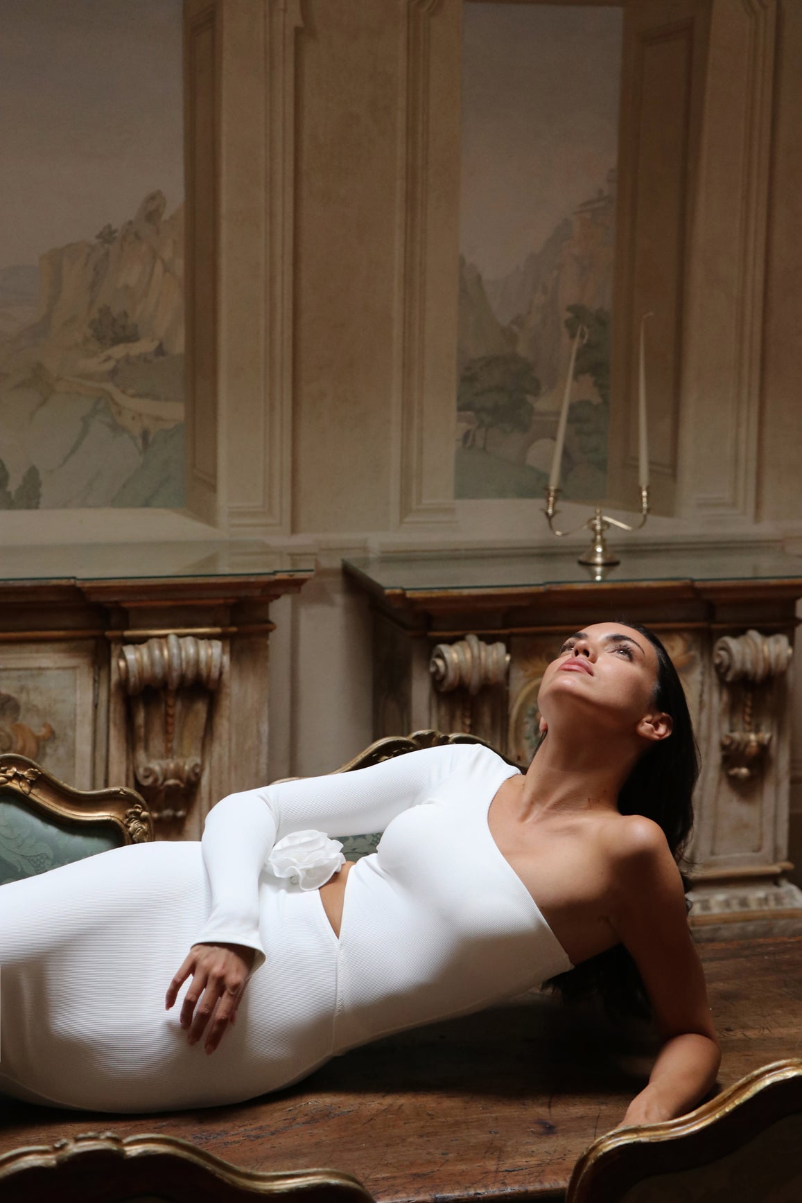 WISKII Asymmetrical Floral Maxi Dress | white maxi dress