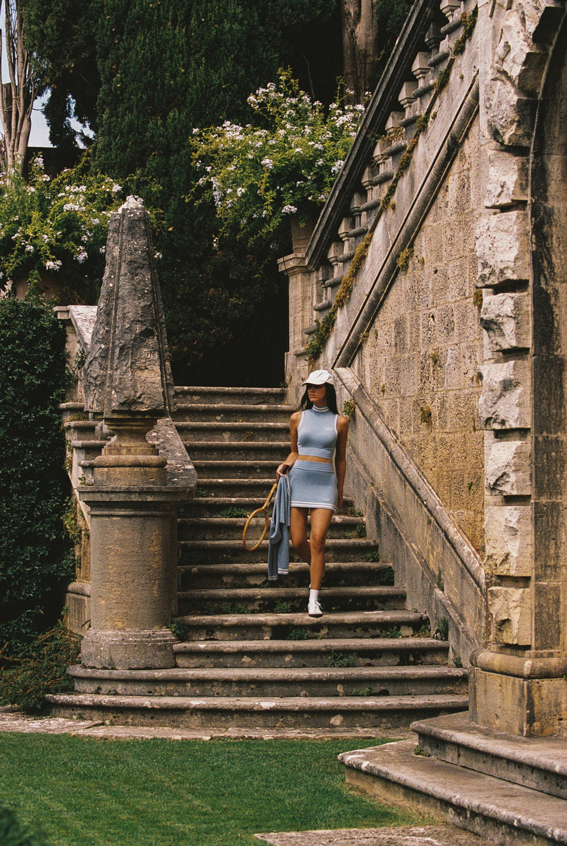 Model wears Mirto Knit Mini Skirt  | Liberty Blue | WISKII Active