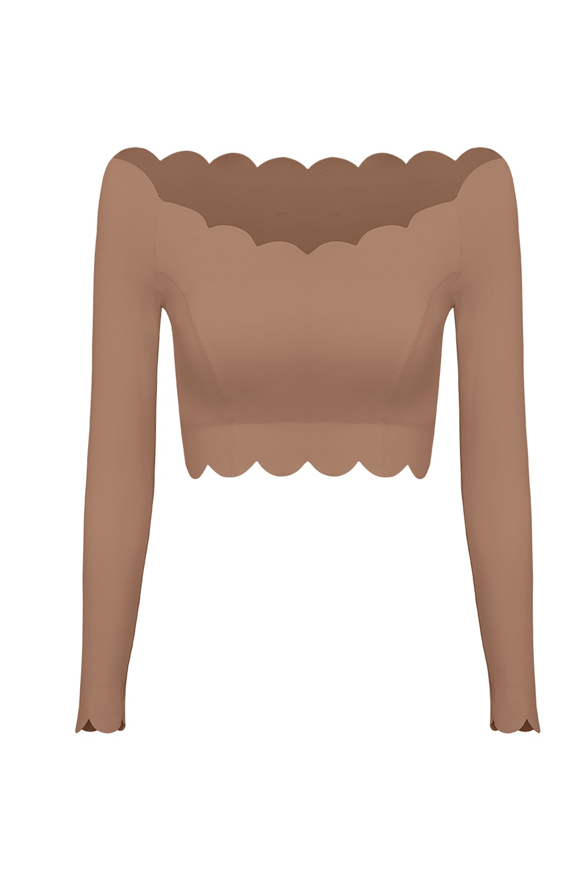 Off Shoulder Long Sleeve Crop Top | Tuscan Tan | WISKII Active