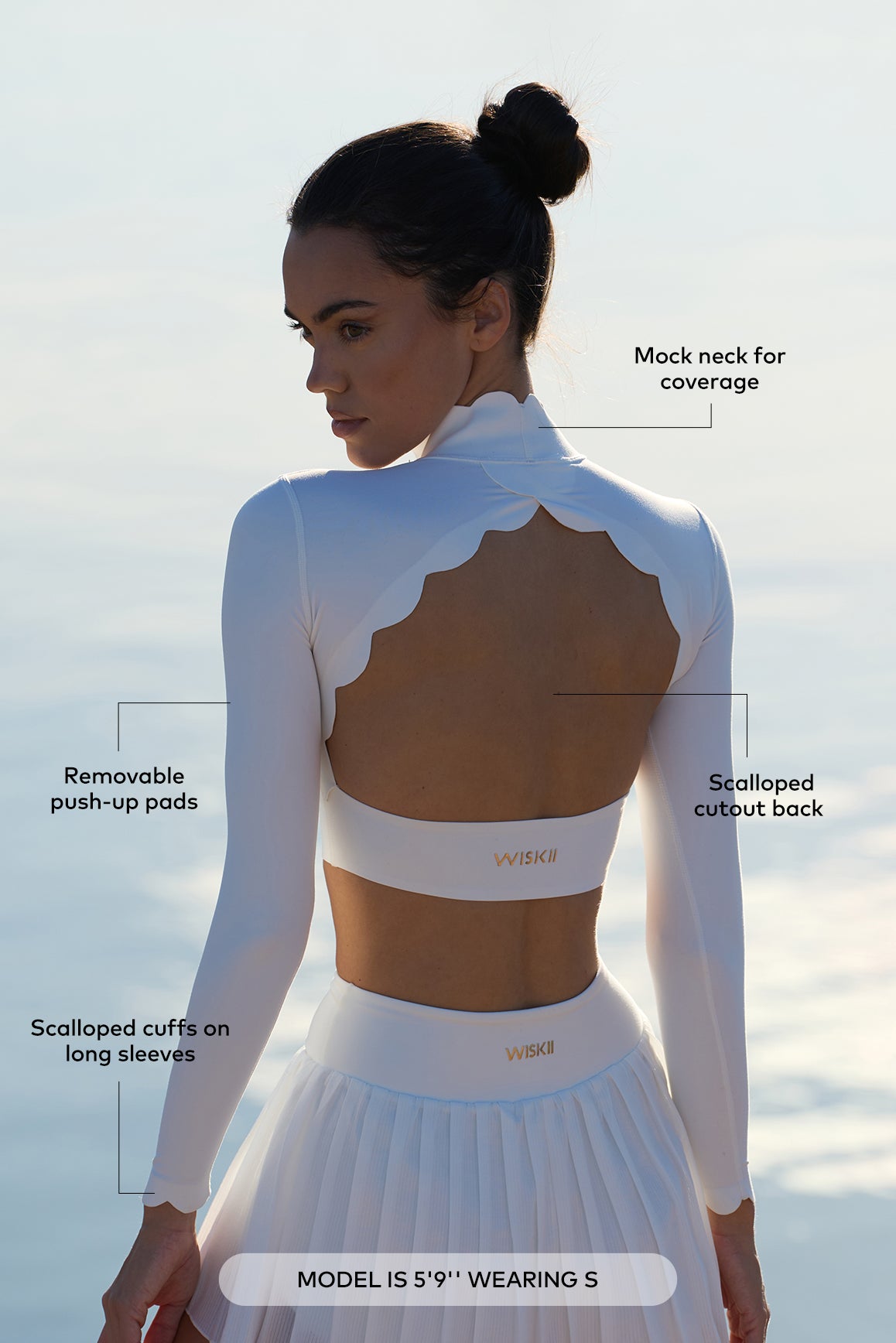 Open Back Long Sleeve Crop Top-IVORY WISKII Active