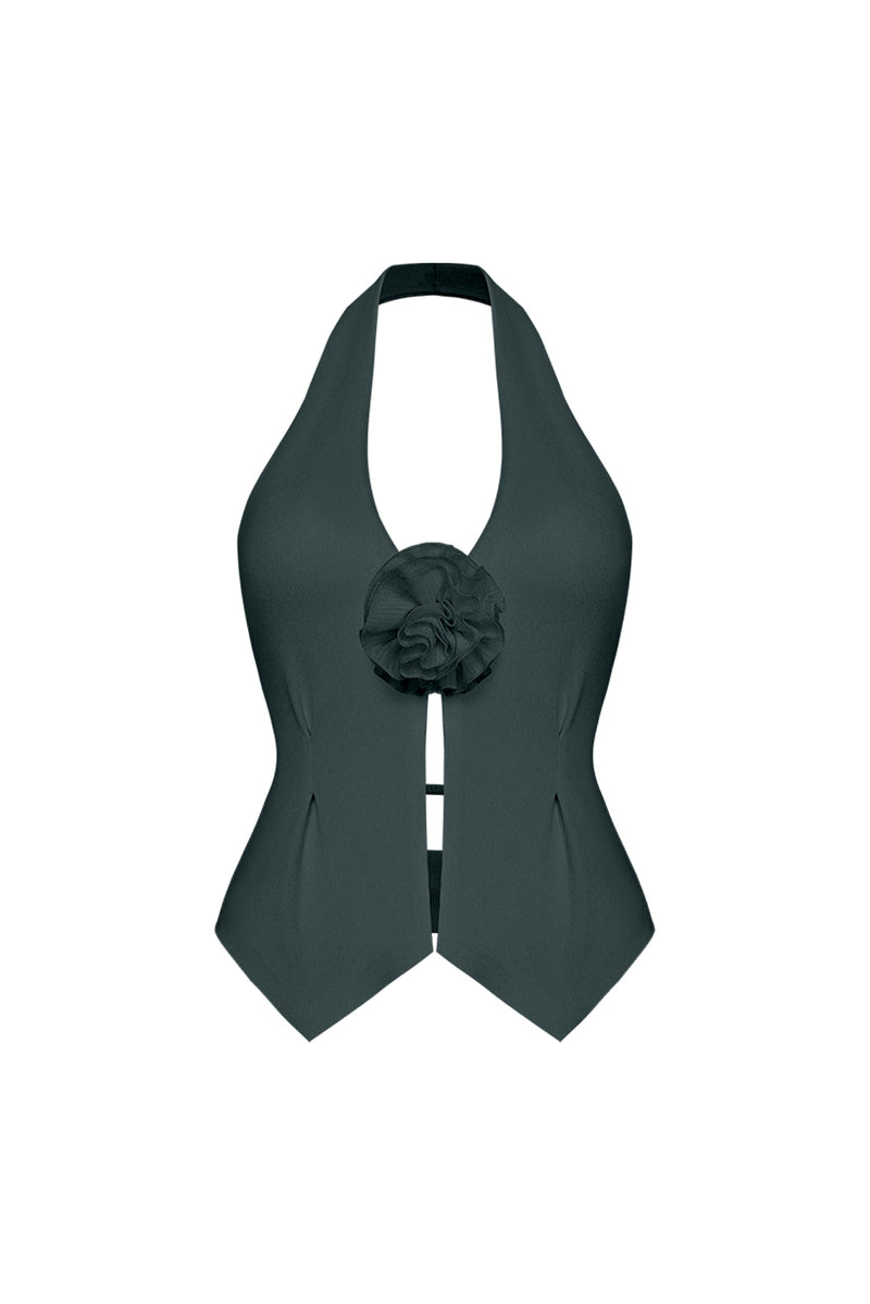 Riviera Floral Halter Vest | WISKII Active | Deep Sea