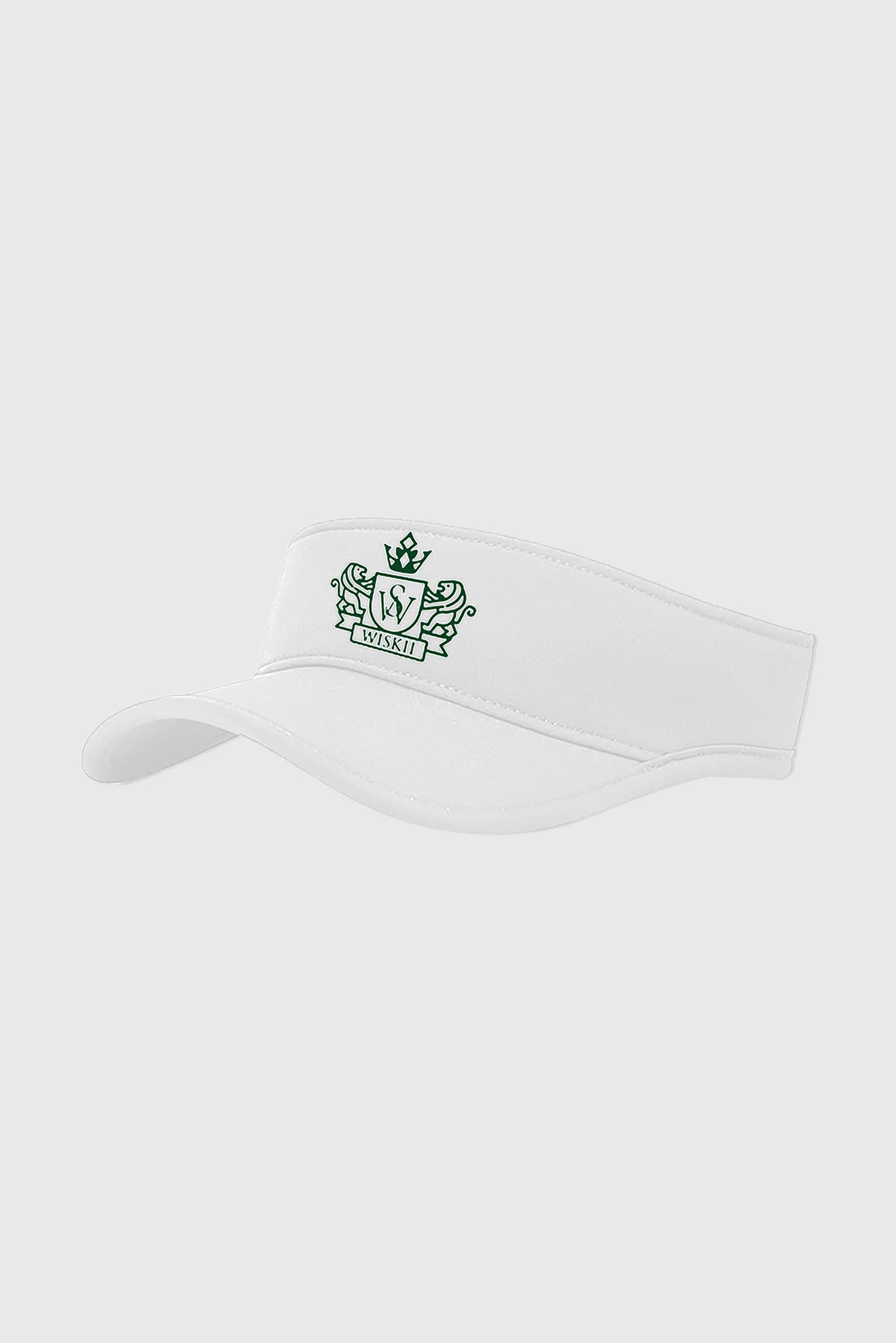 White and green Riviera Retro Tennis Visor by WISKII, featuring a classic athletic design and adjustable strap.