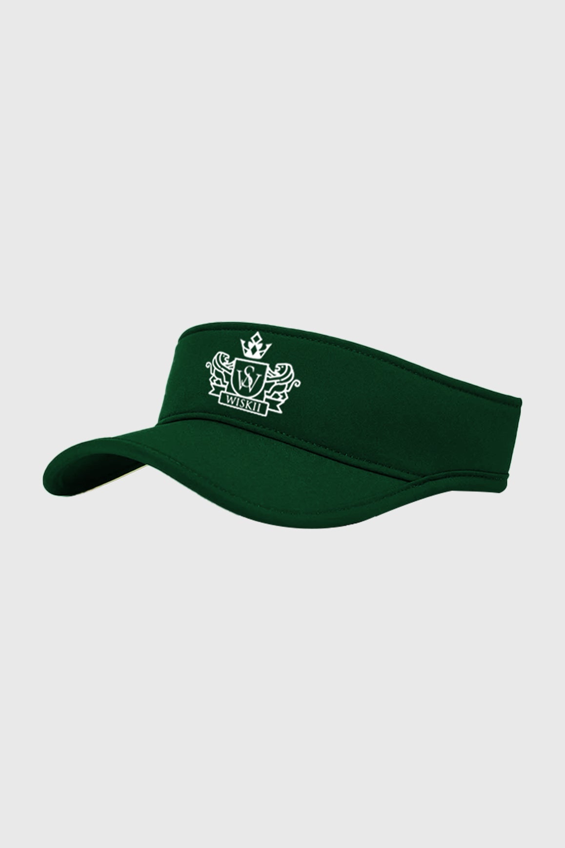 Green Riviera retro tennis visor by WISKII, featuring a classic design with a curved brim and adjustable strap for active sports.