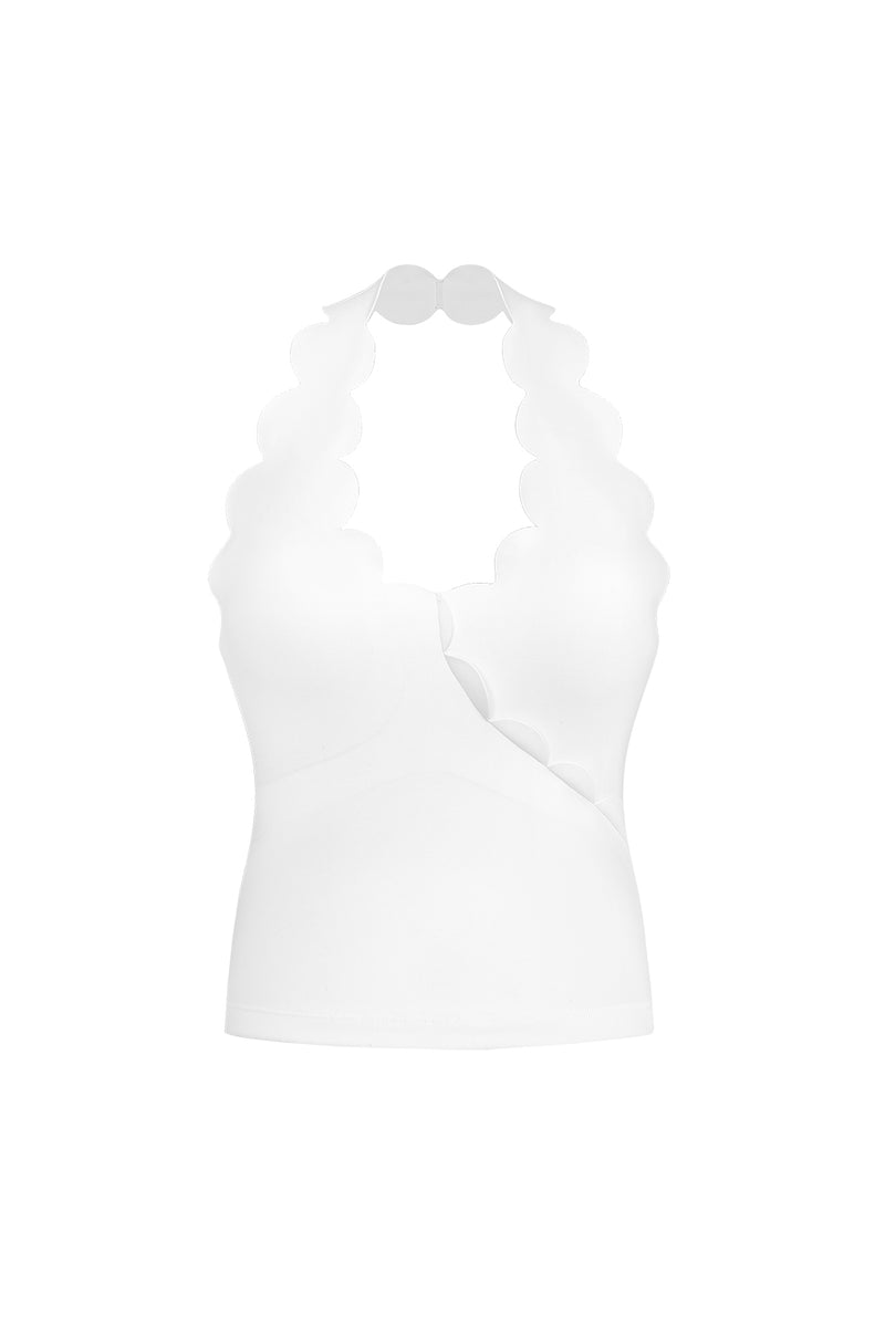 Riviera Scallop Halter Bra Tank