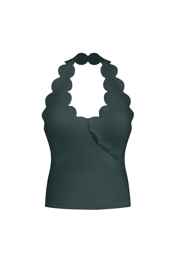Riviera Scallop Halter Bra Tank | WISKII Active | Deep Sea