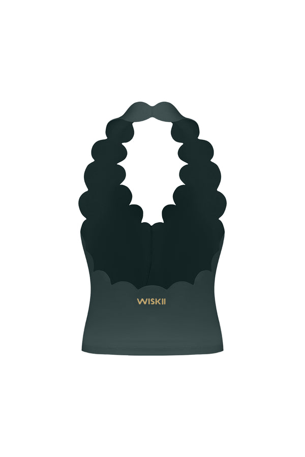 Riviera Scallop Halter Bra Tank | WISKII Active | Deep Sea
