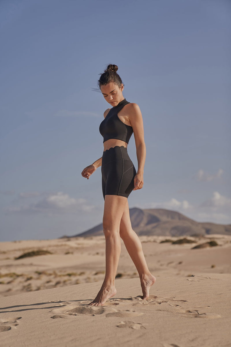 Models wears High-Waist Sculpting Biker Short | WISKII ACTIVE