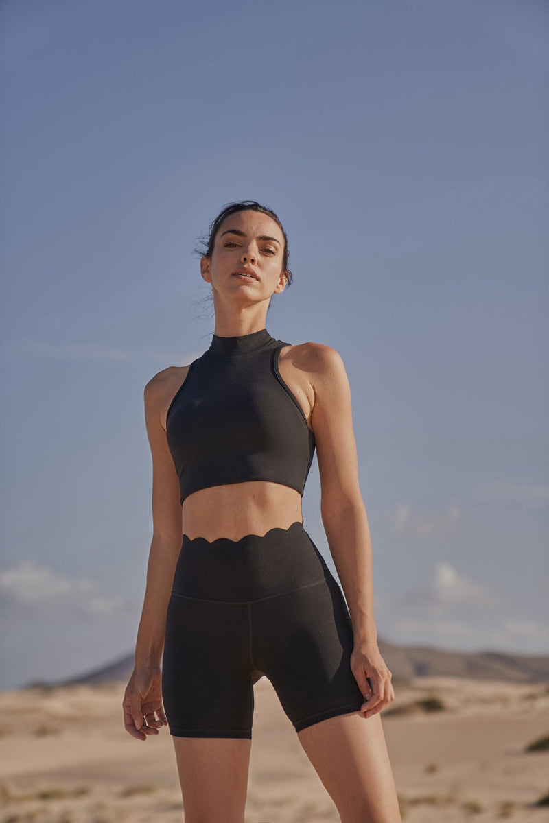 Models wears High-Waist Sculpting Biker Short | WISKII ACTIVE