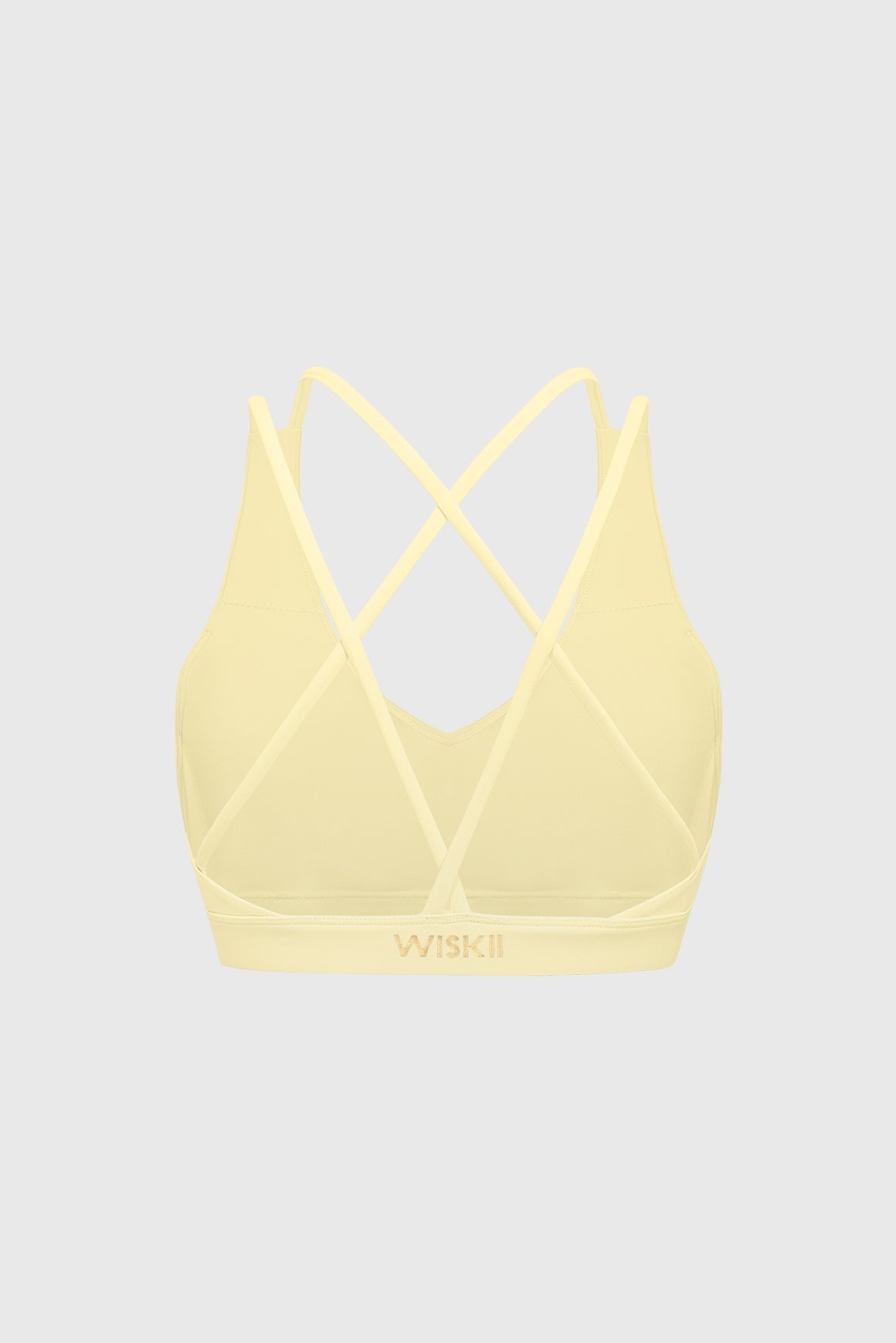 Scoop Neck Crossback Bra | Lemon Drop sports bra featuring a strappy criss-cross back and scoop neckline | WISKII Active