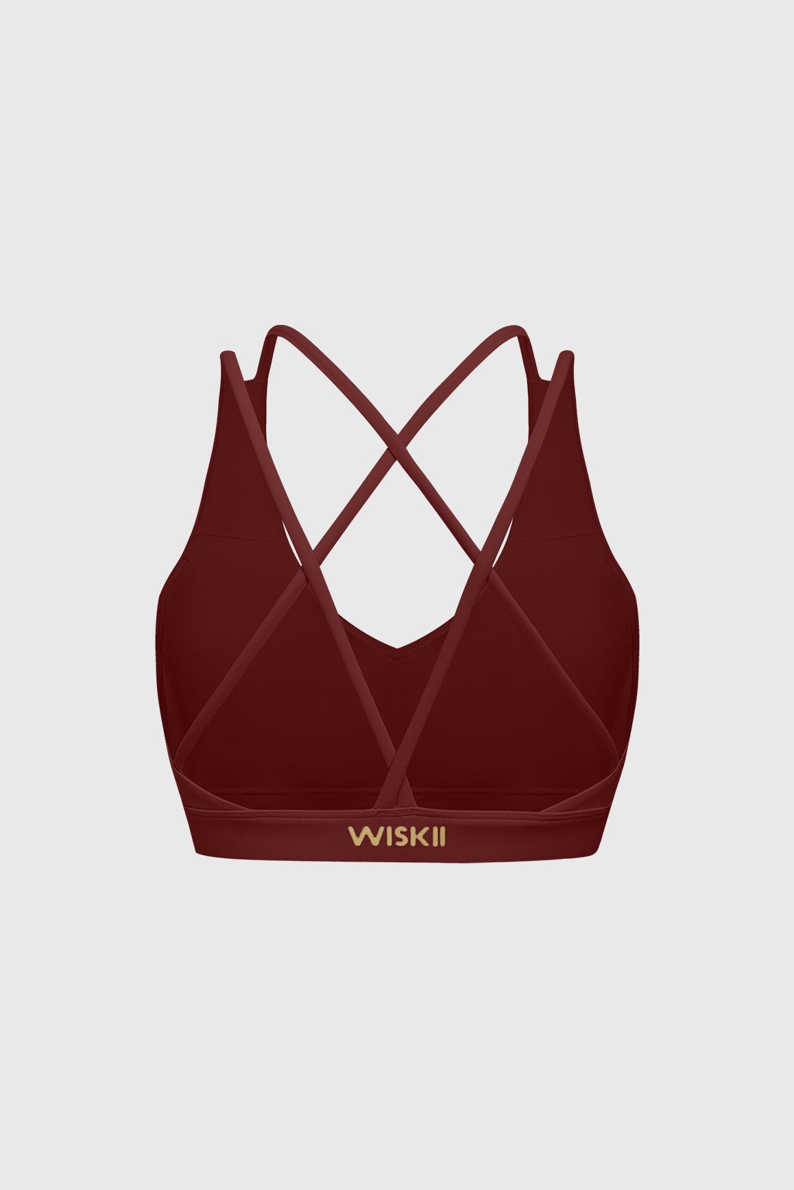 Scoop Neck Crossback Bra | Mulled Wine sports bra featuring a strappy criss-cross back and scoop neckline | WISKII Active