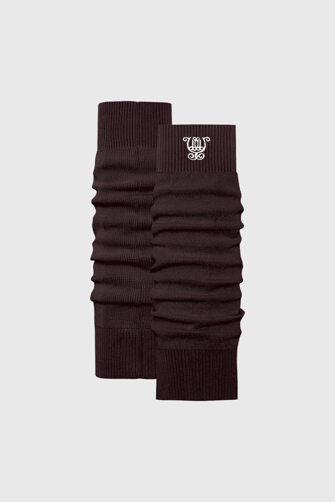 WISKII Studio Luxe leg warmers in velvet fabric, featuring a rich Fig color, designed as stylish accessories for added warmth and comfort.