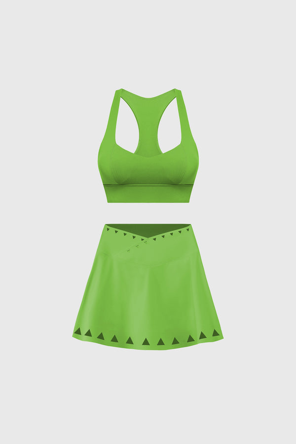 Sweetheart Bra Tank + V-waist Laser Cut Tennis Skirt | WISKII