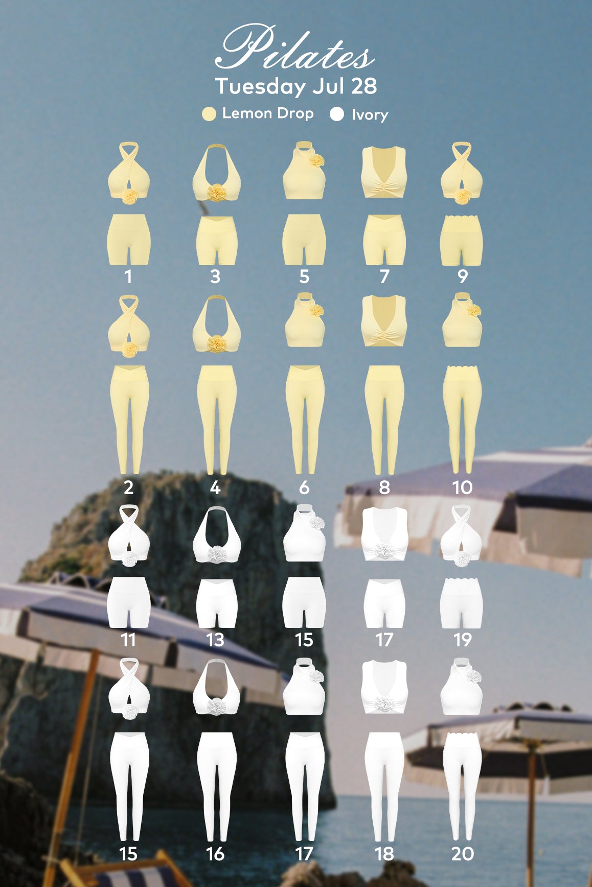 Tuesday Jul 28 - Pilates （Lemon Drop and Ivory  ）