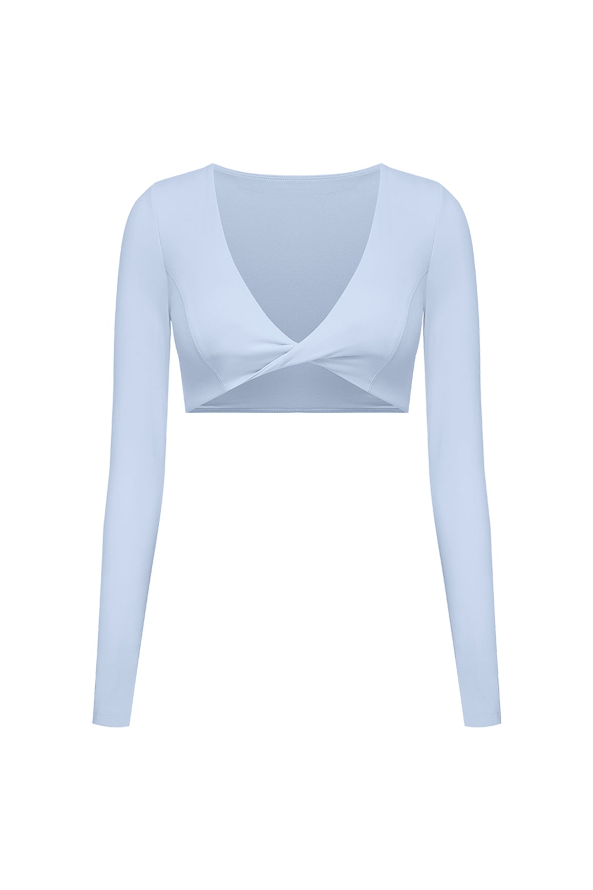 Twist-Front Long Sleeve Crop Top | heavenlyblue | WISKII ACTIVE