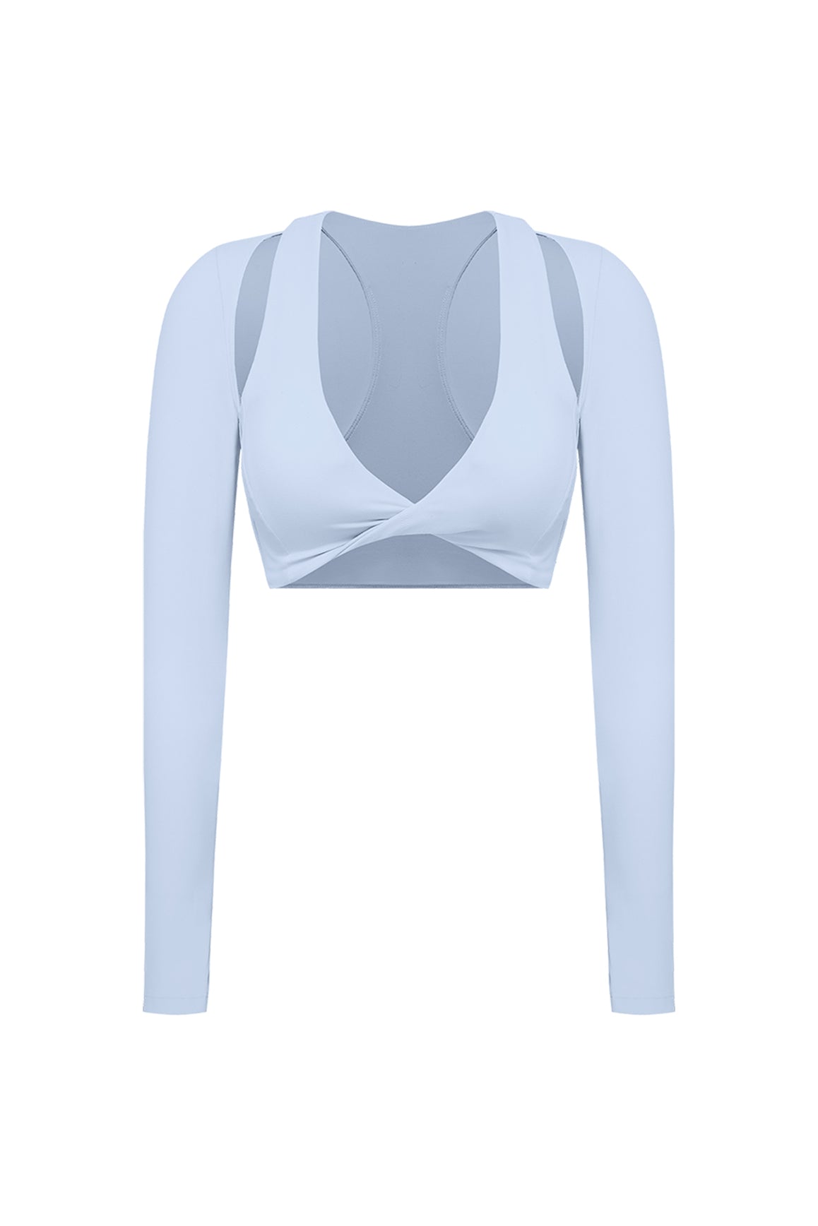 Twist-Front Shoulder Cut Crop Top | heavenlyblue | WISKII Active