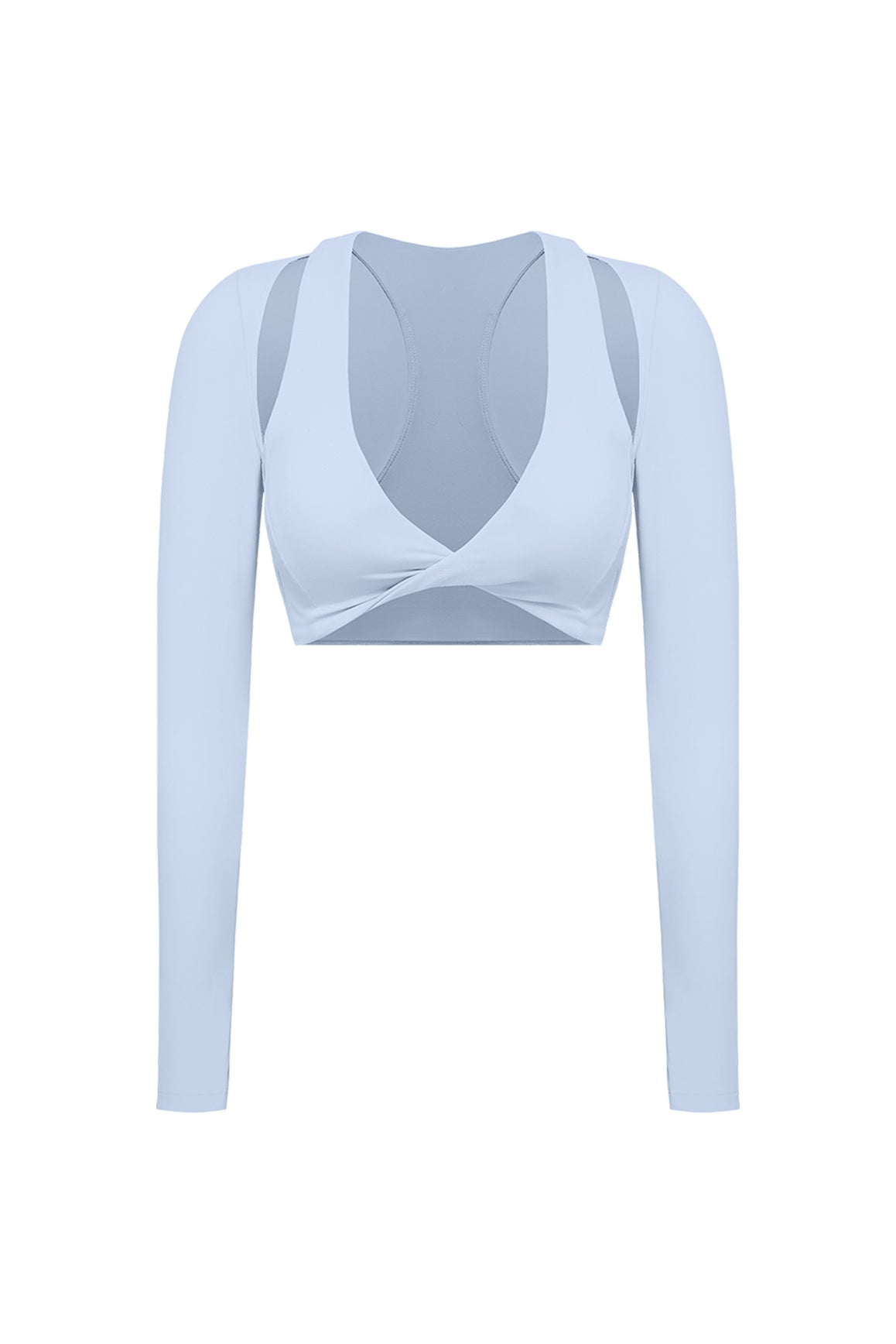 Twist-Front Shoulder Cut Crop Top | heavenlyblue | WISKII Active
