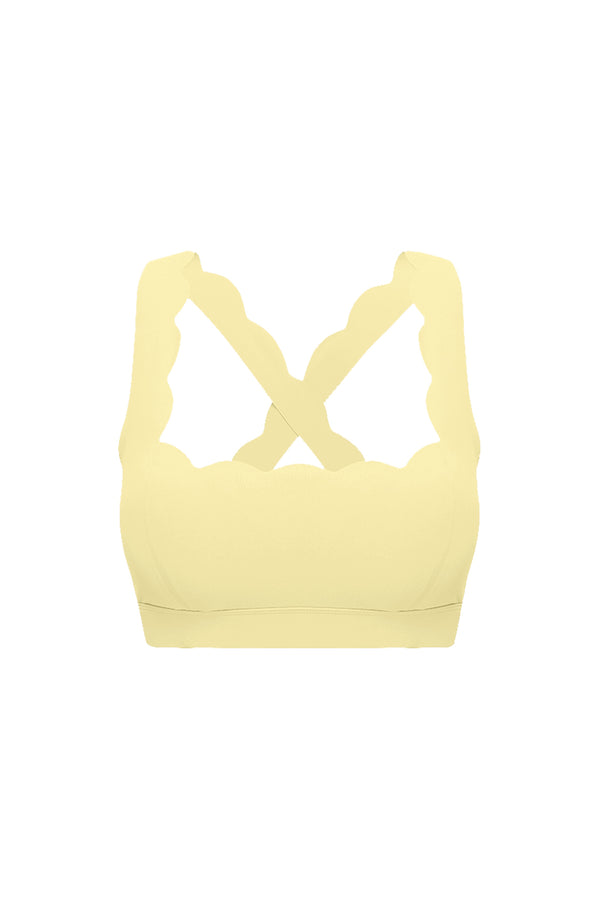 WISKII Cross Back Sports Bra | Lemon Drop