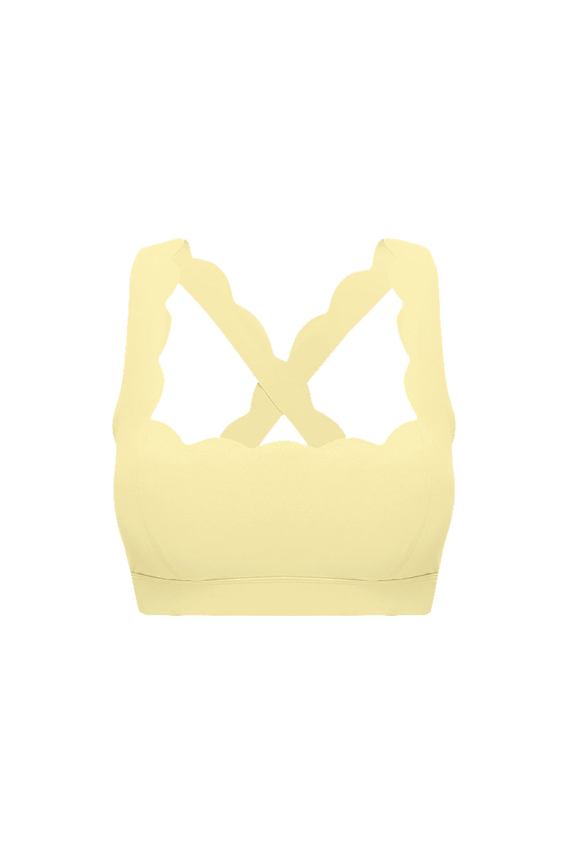 WISKII Cross Back Sports Bra | Lemon Drop