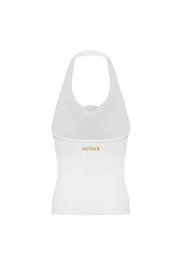 WISKII Halter-Neck Floral Tank Top | white tank top | WISKII Active