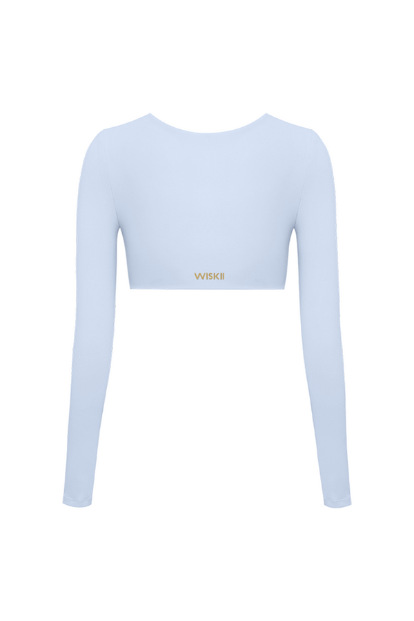 Twist-Front Long Sleeve Crop Top | heavenlyblue | WISKII ACTIVE