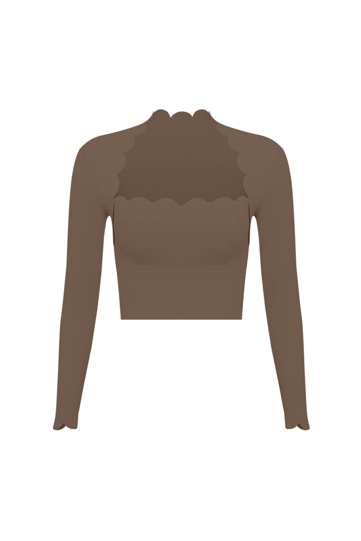 Scallop Cropped Long Sleeve Top
