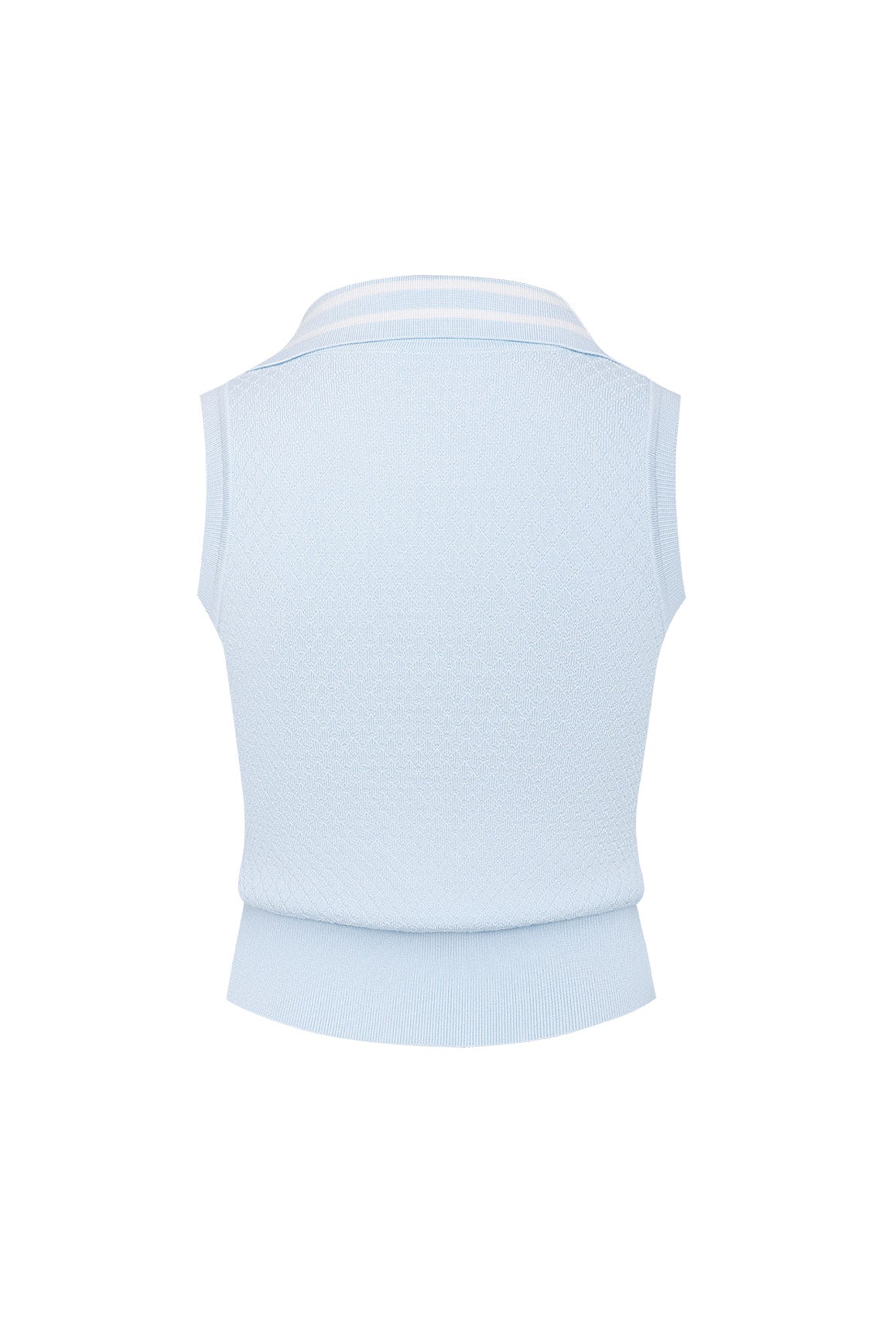 WISKII slim-fit cable knit zip tank vest in black, featuring a high neckline and front zipper detail, displayed on a white background.